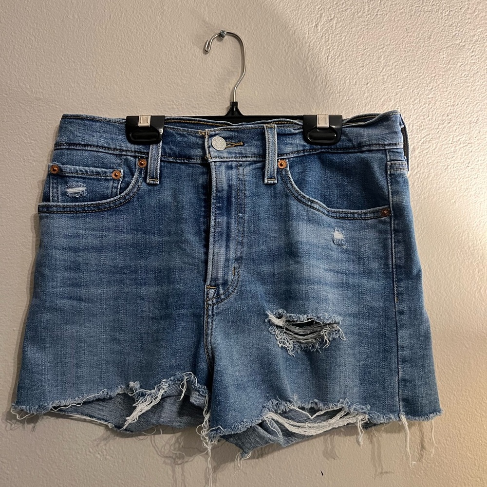 Levi's Blue Distressed Jean Shorts